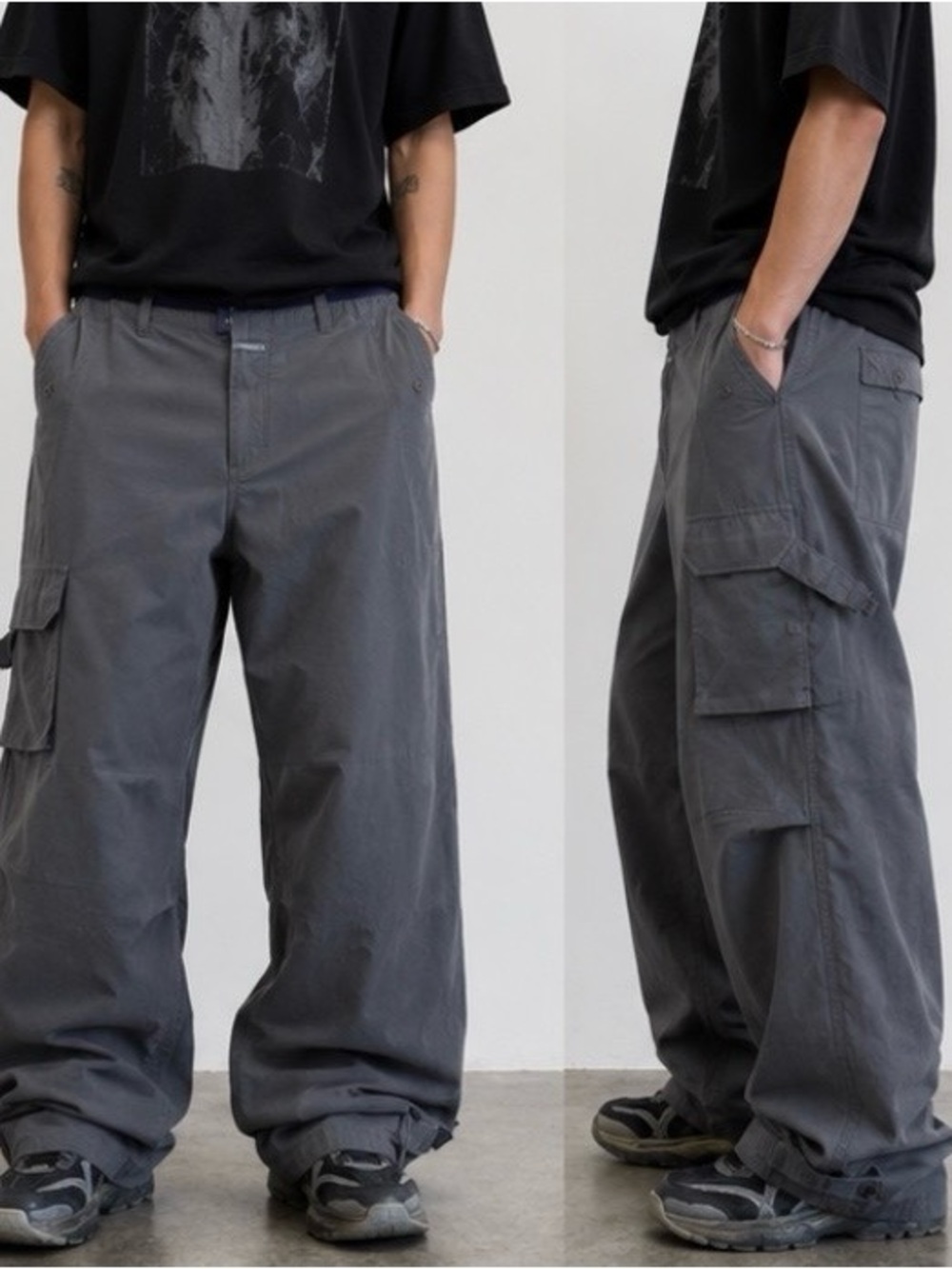 VTG Marithe Francois Girbaud Cargo Pants 40x34 Gray Utility Y2K Made Hong Kong
